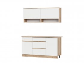 Кухонный гарнитур 1,6м Брауни (дуб делано/белый) в Ужуре - uzhur.mebel-nsk.ru | фото