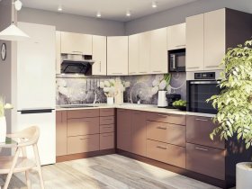 Модульная кухня Классика (ваниль/шоколад) в Ужуре - uzhur.mebel-nsk.ru | фото