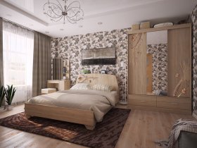 Модульная спальня Виктория-1 (дуб сонома) в Ужуре - uzhur.mebel-nsk.ru | фото