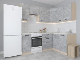 Модульная угловая кухня 1,4м*2,1м Лада (цемент) в Ужуре - uzhur.mebel-nsk.ru | фото