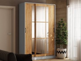 Шкаф-купе 1,4м «Стиль-2» (белый/дуб крафт золотой) в Ужуре - uzhur.mebel-nsk.ru | фото