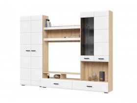 Стенка ГС-01 Либерти (дуб сонома/белый глянец) в Ужуре - uzhur.mebel-nsk.ru | фото
