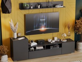 Стенка «Сильвия» (графит серый) в Ужуре - uzhur.mebel-nsk.ru | фото