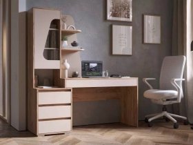 Стол компьютерный Пифагор (дуб вотан/кашемир) в Ужуре - uzhur.mebel-nsk.ru | фото
