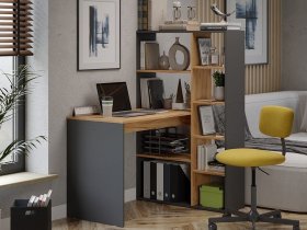 Стол письменный тип 16 (дуб крафт золотой/графит серый) в Ужуре - uzhur.mebel-nsk.ru | фото